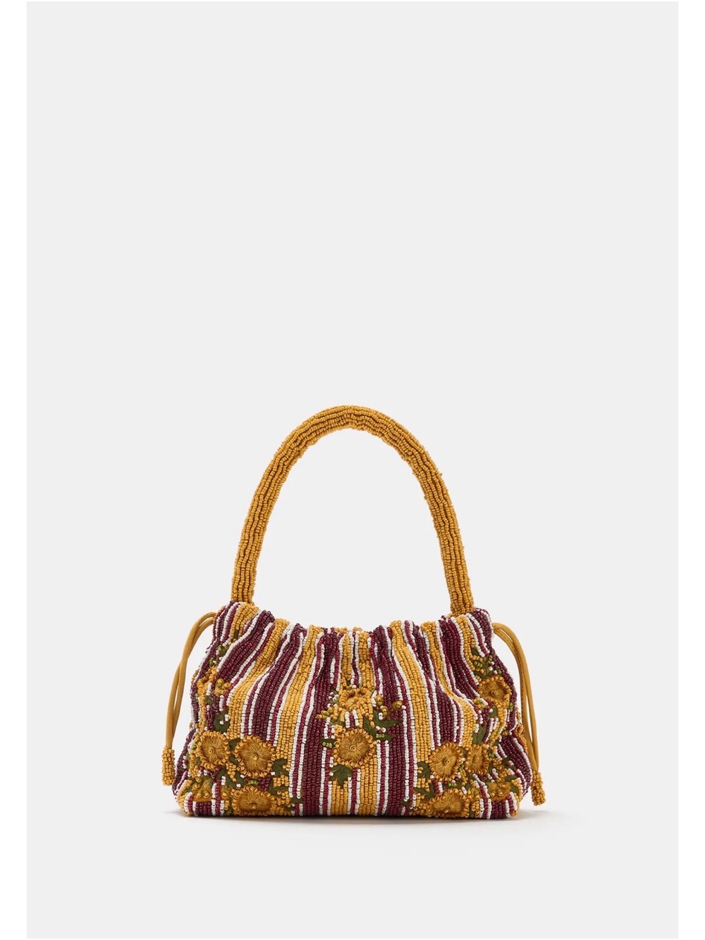 Zara Beaded Striped Mini Bag in Mustard, Burgundy and Cream